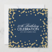 Gold Navy Blue 50th Birthday Glitter Confetti Kaart (Achterkant)
