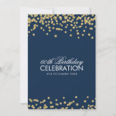 Gold Navy Blue 60th Birthday Glitter Confetti Kaart (Achterkant)