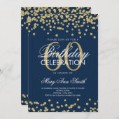 Gold Navy Blue 60th Birthday Glitter Confetti Kaart (Voorkant / Achterkant)