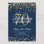 Gold Navy Blue 70th Birthday Glitter Confetti Kaart<br><div class="desc">Elegant 70e verjaardag Faux Glitter Confetti Gold Navy Blue sjabloon. Geweldig voor 70ste verjaardagsfeestjes en nog veel meer!</div>