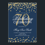 Gold Navy Blue 70th Birthday Glitter Confetti Kaart<br><div class="desc">Elegant 70e verjaardag Faux Glitter Confetti Gold Navy Blue sjabloon. Geweldig voor 70ste verjaardagsfeestjes en nog veel meer!</div>