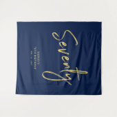 Gold & Navy Blue 70th Birthday Party - achtergrond Wandkleed (Voorkant (horizontaal))