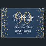 Gold Navy Blue 90th Birthday Glitter Confetti Gastenboek<br><div class="desc">Elegant 90th Birthday Party Gold Glitter Confetti Navy Blue sjabloon.</div>