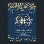 Gold Navy Blue 90th Birthday Glitter Confetti Kaart<br><div class="desc">Elegant 90th Birthday Faux Glitter Confetti Gold Navy Blue sjabloon. Geweldig voor 90ste verjaardagsfeestjes en nog veel meer!</div>