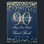 Gold Navy Blue 90th Birthday Guest Book Confetti Notitieboek<br><div class="desc">Elegant 90th Birthday Party Gold Glitter Confetti op Navy Blue sjabloon. Eenvoudig te gebruiken en eenvoudig aan te passen. Bestel vandaag nog!</div>