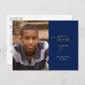 Gold & Navy Blue Afstuderen Hartelijk dank met fot Briefkaart (Voorkant / Achterkant)