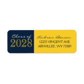 Gold & Navy Blue Afstuderen retour adreslabels Etiket (Voorkant)
