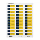 Gold & Navy Blue Afstuderen retour adreslabels Etiket (Full Sheet)