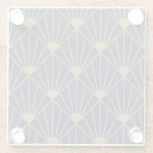 Gold Navy Blue Art Deco Fan Pattern Glazen Onderzetter (Achterkant)