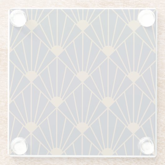 Gold Navy Blue Art Deco Fan Pattern Glazen Onderzetter (Achterkant)