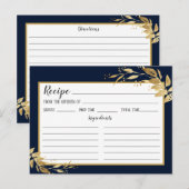 Gold Navy Blue Botanical Foliage Recipcard Briefkaart (Voorkant / Achterkant)