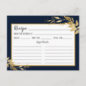 Gold Navy Blue Botanical Foliage Recipcard Briefkaart (Voorkant)