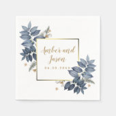 Gold Navy Blue Botanische Illustratie lijst Custom Servet (Voorkant)