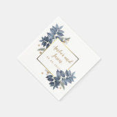 Gold Navy Blue Botanische Illustratie lijst Custom Servet (Hoek)