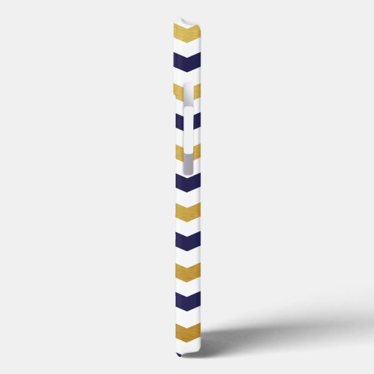 Gold & Navy Blue Chevron Pattern iPad Case (Achterkant / Links)