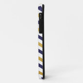 Gold & Navy Blue Chevron Pattern iPhone Case (Achterkant/links)