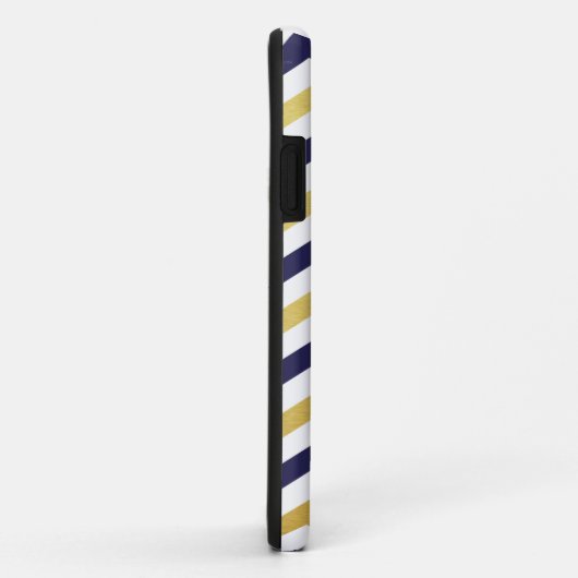 Gold & Navy Blue Chevron Pattern iPhone Case (Achterkant/rechts)