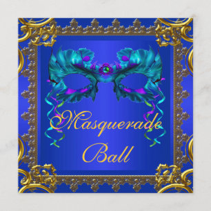 Gold Navy Blue Cobalt Blue Mask Masquerade Ball Kaart