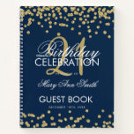 Gold Navy Blue Confetti 21st Birthday Guestbook Notitieboek<br><div class="desc">Een elegante 21e Birthday Party Guest Book-sjabloon met Gold Glitter Confetti op Navy Blue-ontwerp en eenvoudig aan te passen tekst.</div>