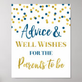 Gold Navy Blue Confetti Advice for Parents Poster (Voorkant)