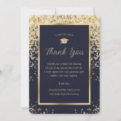 Gold Navy Blue Confetti Afstudeerder Pet Foto Afst Bedankkaart (Voorkant)