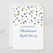 Gold Navy Blue Confetti Bridal Shower Kaart (Voorkant)