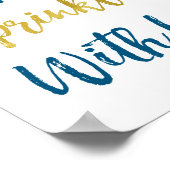 Gold Navy Blue Confetti, geprinkeerd met liefdesbo Poster (Hoek)