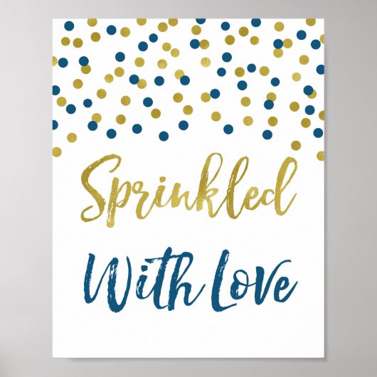 Gold Navy Blue Confetti, geprinkeerd met liefdesbo Poster (Voorkant)