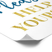 Gold Navy Blue Confetti Help je jezelf te ondertek Poster (Hoek)