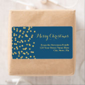 Gold Navy Blue Confetti Kerstmis adreslabel Etiket (Insitu)