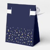 Gold & Navy Blue Confetti Modern Retirement Party Bedankdoosjes (Achterkant)