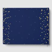 Gold Navy Blue Confetti Stippen Gastboek Gastenboek (Achterkant)