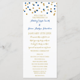 Gold Navy Blue Confetti Wedding Programma Programmakaart