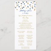 Gold Navy Blue Confetti Wedding Programma Programmakaart (Achterkant)