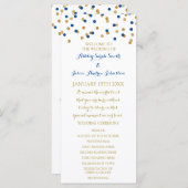 Gold Navy Blue Confetti Wedding Programma Programmakaart (Voorkant / Achterkant)