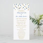 Gold Navy Blue Confetti Wedding Programma Programmakaart (Staand voorkant)