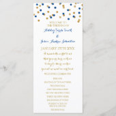 Gold Navy Blue Confetti Wedding Programma Programmakaart (Voorkant)