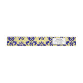 Gold, Navy Blue Damask Pattern 2 Adreslabel Wikkel (Individueel)