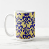 Gold, Navy Blue Damask Pattern 2 Koffiemok (Links)