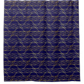 Gold & Navy Blue Deco Geometric Pattern Luxury Douchegordijn (Voorkant)