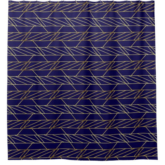 Gold & Navy Blue Deco Geometric Pattern Luxury Douchegordijn (Voorkant)
