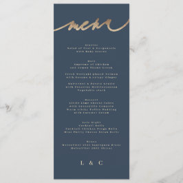 Gold Navy Blue Eenvoudige Klassieke Huwelijk Menu