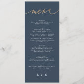 Gold Navy Blue Eenvoudige Klassieke Huwelijk Menu (Voorkant)