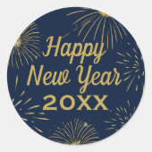 Gold Navy Blue Elegant 2025 Happy New Year Party Ronde Sticker (Voorkant)