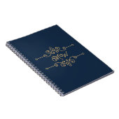  Gold & Navy Blue Elegant Flourish Monogram Notitieboek (Rechterzijde)