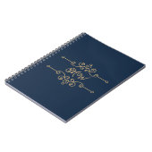  Gold & Navy Blue Elegant Flourish Monogram Notitieboek (Linkerzijde)