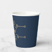  Gold & Navy Blue Elegant Flourish Monogram Papieren Bekers (Links)