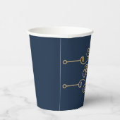 Gold & Navy Blue Elegant Flourish Monogram Papieren Bekers (Rechts)