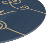  Gold & Navy Blue Elegant Flourish Monogram Snijplank (Hoek)