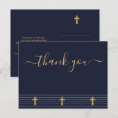 Gold navy blue elegant typografie Bedankt Postca Briefkaart (Voorkant / Achterkant)